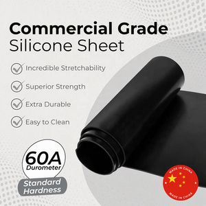 Commercial Grade Silicone Sheet 60A Durometer Black Mat 1/16 Inch X 9 Inch X 12 Inch 350% Elongation -22&deg;F to 450&deg;F - Product Image 1