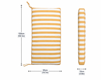 Coussin de banc d'extérieur à rayures horizontales jaune doré, hydrofuge, résistant aux UV, séchage rapide, mousse haute densité, avec sangles de fixation