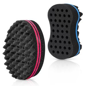 Éponge magique Hot Sale pour boucler les cheveux à froid, brosse à boucler les cheveux afro double face pour hommes noirs - Product Image 1