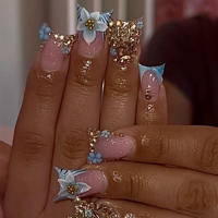 Nouvelles Faux Ongles à Presser pour Filles, 24 Pièces/Boîte, Courts Amande, Motifs Coquillages 3D, Pointes d'Ongles Artificielles en ABS pour Manucure – Vente Chaude