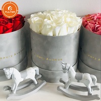 Échantillon disponible, arrangements floraux de luxe en velours rose rond personnalisés, emballage cadeau pour maman, boîte à fleurs