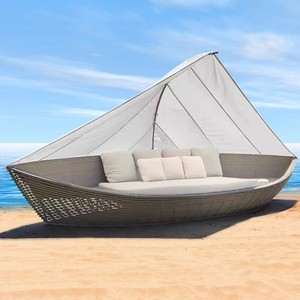 Sofá Moderno para Exteriores con Cojines, para Vacaciones, Playa, Piscina, Hotel, <span class=keywords><strong>Terraza</strong></span>, Patio, Jardín, Muebles de Ratán Plástico - Product Image 1