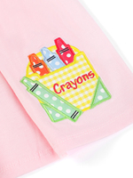 Puresun Prix de gros Pantalons à rayures imprimées 100% coton Retour à l'école Ensembles de vêtements personnalisés avec appliques pour filles 6-12 ans Enfants