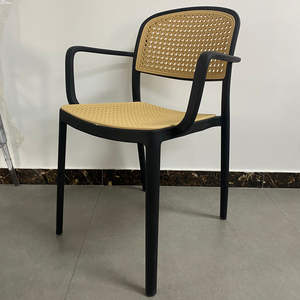Modern Simple Design Outdoor <b>Garden</b> <b>Dining</b> <b>Chairs</b> Waterproof and Lightweight Plastic <b>Rattan</b> with Arm Rest for Living Room Use - Product Image 3