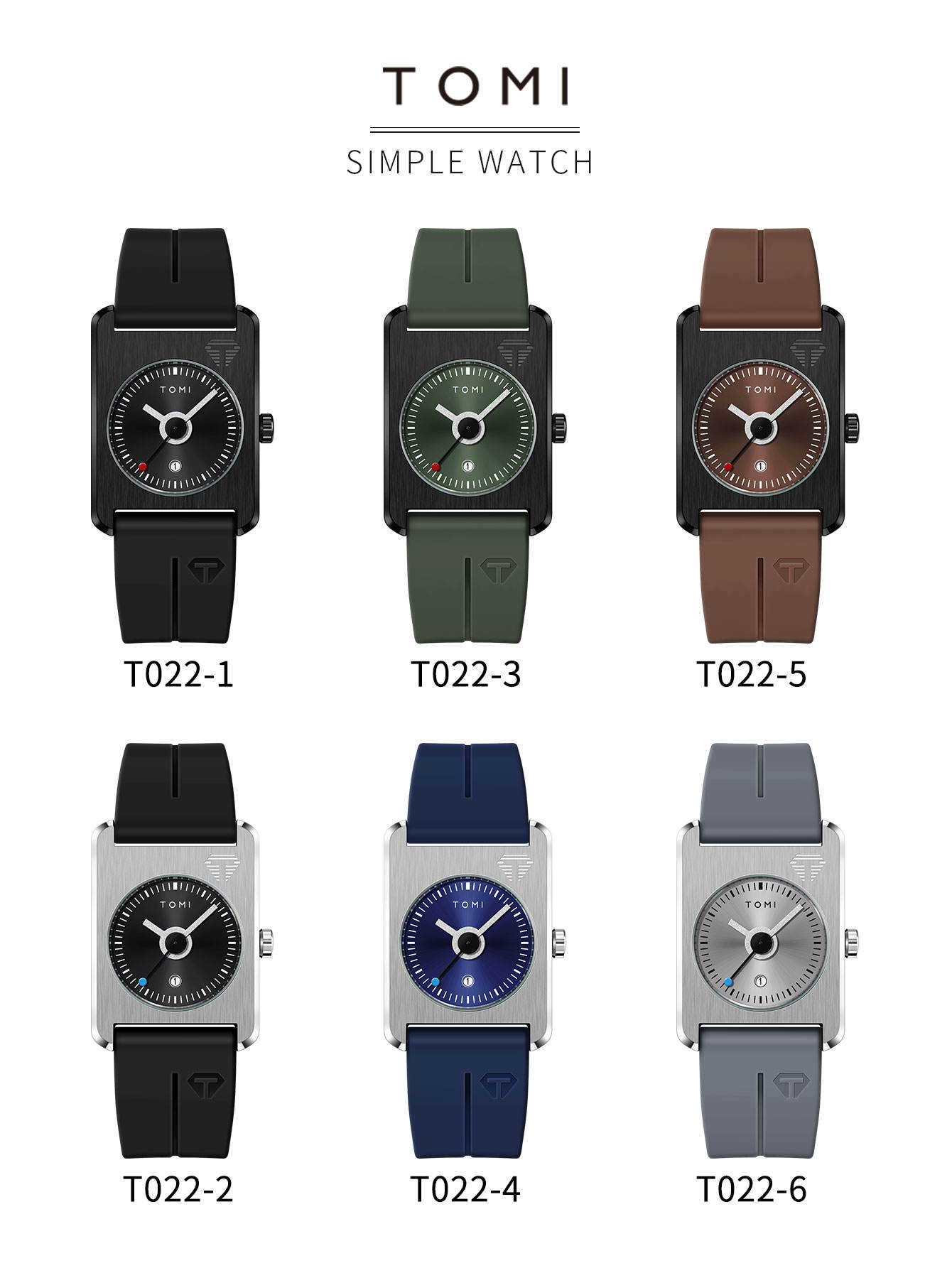 TOMI T022 Men's Square Dial Quartz Watch - Minimalist Luxury