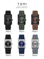 Montre à quartz pour homme TOMI T022 - Cadran carré - Design minimaliste et luxueux - Montre décontractée haut de gamme et cadeau unique