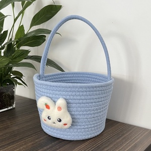 Cesta de Regalo Multiusos de Tela de Algodón Tejida a Mano con Diseño de Dibujos Animados para Pascua, Recuerdo Infantil - Product Image 2