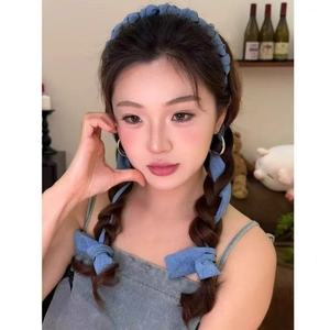Nueva Diadema Coreana de Mezclilla con Lazo, Diseño de Nudo Retorcido Fresco de Verano, Diadema con Peine Completo para Niñas Dulces - Product Image 4