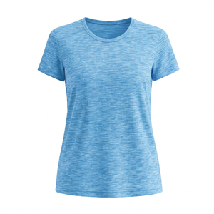เสื้อกล้ามผู้หญิงแบบขายส่ง OEM คอกลม แขนสั้น ทรงหลวม สีพื้น สำหรับออกกำลังกายและสวมใส่ลำลอง แห้งเร็ว ด้านหน้าเป็นผ้าแห้งเร็ว - Product Image 3