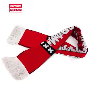 Wholesale Team Clubs Double Sided Knitted Acrylic England Winter Women Fan Custom Logo Cotton Football Club Scarf Kinited