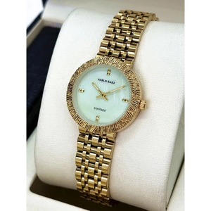 Reloj de Cuarzo Dorado Vintage para Mujer, Reloj de Pulsera de Acero Inoxidable, Reloj de Vestir de Lujo, Resistente al Agua - Product Image 3