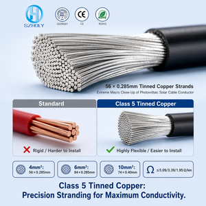 Heilige Rood Zwarte 1-aderige 2,5mm 4mm 6mm 10mm DC 1500V Koperen Geleider Zonne-energiekabel PVC/<span class=keywords><strong>Rubber</strong></span> Ommanteling 25-Jaar Garantie - Product Image 1