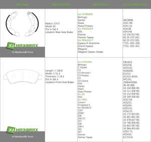 Plaquettes de frein de bonne qualité 4241J8 4241H6 4241K8 1610091280 pour Citroën Berlingo Xantia Xsara <span class=keywords><strong>Picasso</strong></span> pour Peugeot Partner - Product Image 2