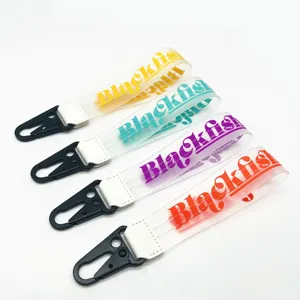 BSBH Custom OEM Transparent Rubber Silicone Wrist Strap PVC Jelly Printing Key Chain Lanyard For Decor