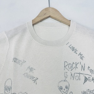 2025 Áo Thun Nữ Ngắn Tay dệt kim khoan nóng kiểu Âu Mỹ dáng rộng hợp thời trang mỏng hoạt hình đường phố cao phía trước Hàn Quốc - Product Image 4