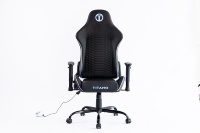 Chaise de jeu ergonomique en cuir à dossier haut avec éclairage LED RVB, inclinable, pivotante, accoudoirs réglables, coussin lombaire, hauteur réglable