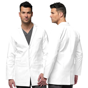 Gabardina de Tela de Sarga Suave Blanca para Hombre, Uniformes de Hospital OEM, Chaqueta de Laboratorio Médico con Detección de Agujas para Enfermeras y Doctores - Product Image 3