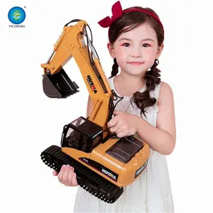 Mainan Excavator Rc Anak Laki-laki, Super Murah 15 Saluran Dalam Ruangan Logam Penuh Huina Rc Penggali untuk Anak-anak