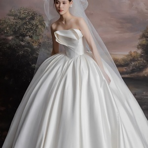 2026 Luxury All-Season Wedding Gown Satin <strong>Bridal</strong> <strong>Dress</strong> With One-Shoulder A-Line Slim Design - Product Image 5