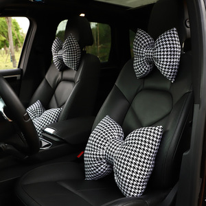 Houndstooth Car Headrest And Neck Support <b>Pillow</b> U <b>Shape</b> Ergonomic Lumbar Cushion For Auto Seat Comfort Four Seasons Use - Product Image 2
