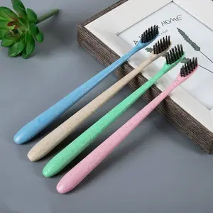 Eco-Friendly Wheat Straw Toothbrush Bamboo Charcoal Soft Bristles Toothbrush Food grade Toothbrush Handle