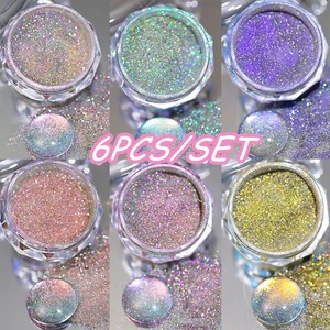 Set de 6 Colores de Polvo Brillante Reflectante para Uñas, Pigmento de Diamante Cristalino con Efecto Aurora, Polvo Decorativo para Uñas con Gel UV, Arte de Manicura - Product Image 3