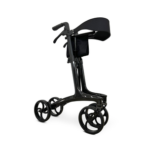 KSM-806 Global 4 Wheels <b>Folding</b> Mobility Equipment Carbon Fiber Walking <b>Walker</b> Supplier Rollator with Shopping Bag and Backrest - Product Image 2
