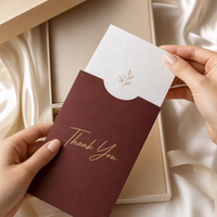 Carte de remerciement personnalisée double couche avec insert doré bordeaux, cadeau haut de gamme pour membre VIP de salon de beauté ou marque de maquillage