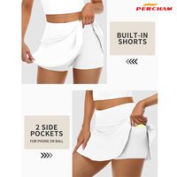 Falda de tenis de golf superior sin mangas personalizada para mujer, traje de entrenamiento ecológico, falda de tenis de 2 piezas con pantalones cortos