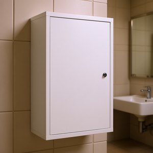 Armoire à pharmacie murale en acier blanc 24x16 avec serrure pour salle de bain - Product Image 2