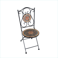 Ensemble de table et deux chaises de jardin en mosaïque pour balcon, cour ou terrasse, combinaison trois pièces en métal pour jardin sur le toit