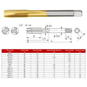 M2 HSS ISO Hoge Snelheid Staal Metrische Grove TiN Coating Draad Schroef Machine Boor Puntschroefdraadtappen - Product Image 3