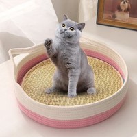 Panier de rangement pliable en corde de coton tressée, écologique, best-seller transfrontalier, nouveau modèle, lit pour chat toutes saisons avec poignée, sûr pour les animaux de compagnie