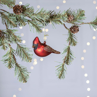 Harga Grosir Kerajinan Burung Kaca Mini Dekorasi Natal Ornamen Gantungan Burung Kaca Merah Oranye Ramah Lingkungan