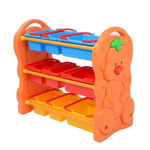 Estante de plástico con caja de plástico para niños, mueble de almacenamiento para juguetes - Product Image 3