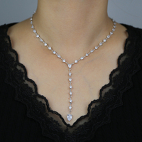 Collier ras du cou long en chaîne à maillons avec pendentif goutte d'eau en CZ miniature de haute qualité, bijoux délicats en laiton sexy pour femmes, idéal pour un cadeau
