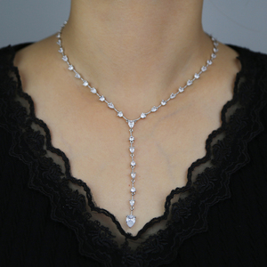 Gargantilla de Cadena con Eslabones Redondos y Pequeños Circonitas Cúbicas, Estilo Lariat Largo en Y, Joyería Delicada de Latón para Mujer, Ideal para Regalo - Product Image 6