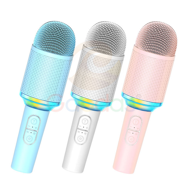 Cute Cartoon Kids Bluetooth Microphone Speaker With Seven Color LED Light And Fun Voice Changing Function