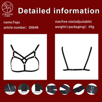 Harnais de corps tendance pour femme, noir, avec collier ras-du-cou, en métal doré, élastique, style cage, réglable, pour le clubbing et les superpositions