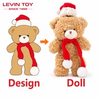 Ours en peluche personnalisé pour Noël avec chapeau de Père Noël et écharpe tricotée, cadeau promotionnel de vacances OEM ODM