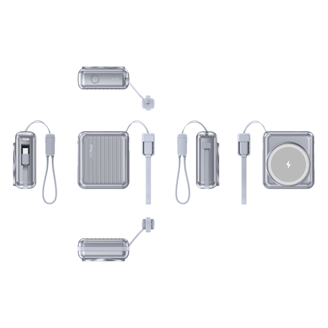 10000mAh 22.5W Magnetic Wireless Power Bank with Built-in Cable 15W Wireless & PD Fast Charger Portable Holder