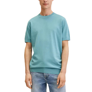 เสื้อสเวตเตอร์ถักแขนสั้นน้ำหนักเบาสำหรับผู้ชาย คอกลม ผ้าเนื้อละเอียด สไตล์ลำลองอบอุ่นสำหรับอากาศเย็น - Product Image 1