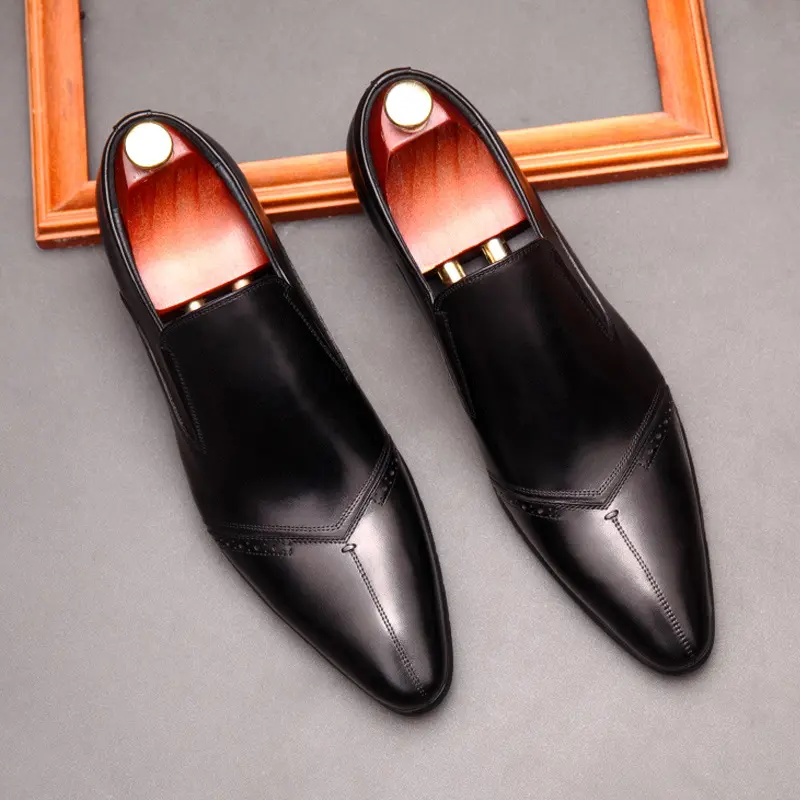 Men's shoes British pointed toe business suits men's leather covers foot breathable single shoes pointed toe shoes