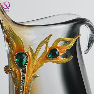 <span class=keywords><strong>Vase</strong></span> coloré en émail de <span class=keywords><strong>plume</strong></span> de paon orange <span class=keywords><strong>Vase</strong></span> de bureau en cloisonné décoratif <span class=keywords><strong>Vase</strong></span> en verre clair artistique pour autre décor à la maison - Product Image 4