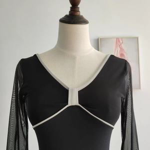 Новый Модный Лидер продаж сетчатый черный балетный купальник с длинными рукавами для взрослых женщин танцевальная одежда - Product Image 4