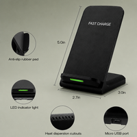 Support de chargeur sans fil 15W avec port Type-C, design pliable, lumière LED, station de charge de bureau 3-en-1 pour smartphones