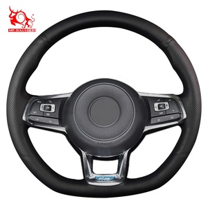 Housse de volant de voiture Swift personnalisée DIY <span class=keywords><strong>Cabriolet</strong></span> sport cuir VW 1 Pcs pour Volkswagen Scirocco GTS Polo GTI Golf GTE <span class=keywords><strong>T</strong></span>-<span class=keywords><strong>roc</strong></span> - Product Image 2