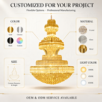 Lustres modernes en or à LED de luxe pour hôtel, grands lustres en cristal K9, luminaire suspendu islamique pour banquet et hôtel