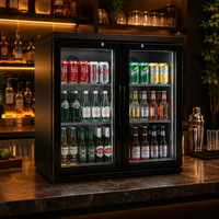 Réfrigérateur à boissons Xiaoke avec comptoir de bar, armoire noire et porte vitrée