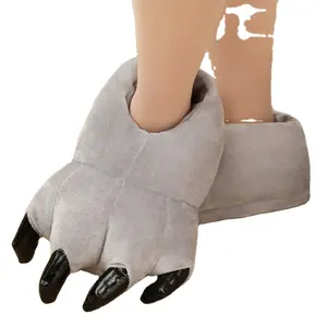 2022 in stock paw Slippers custom women kids animal paw plush slippers